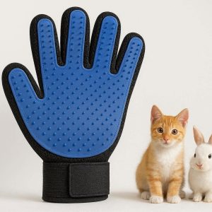 Fine Tip Pet Grooming Glove For Small Cats And Rabbits With Extra Soft Rubber For Gentle Touch