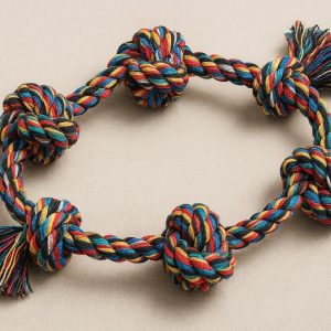 Interactive Cotton Rope Dog Toy For Tug Of War And Dental Health With Multi Knot Durable Design