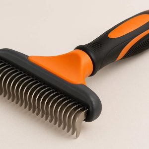 Undercoat Rake Deshedding Tool For Large Dogs With Thick Fur To Reduce Shedding By Ninety Percent