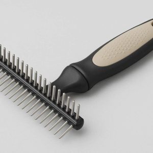 Rotating Pin Pet Grooming Comb For Long Haired Breeds To Detangle Mats Without Pulling Sensitive Skin